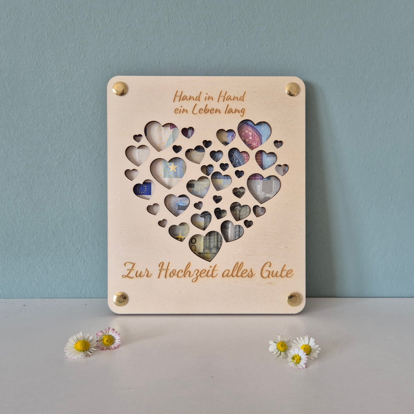 Geldgeschenk: Hochzeit - Platte - Hand in Hand