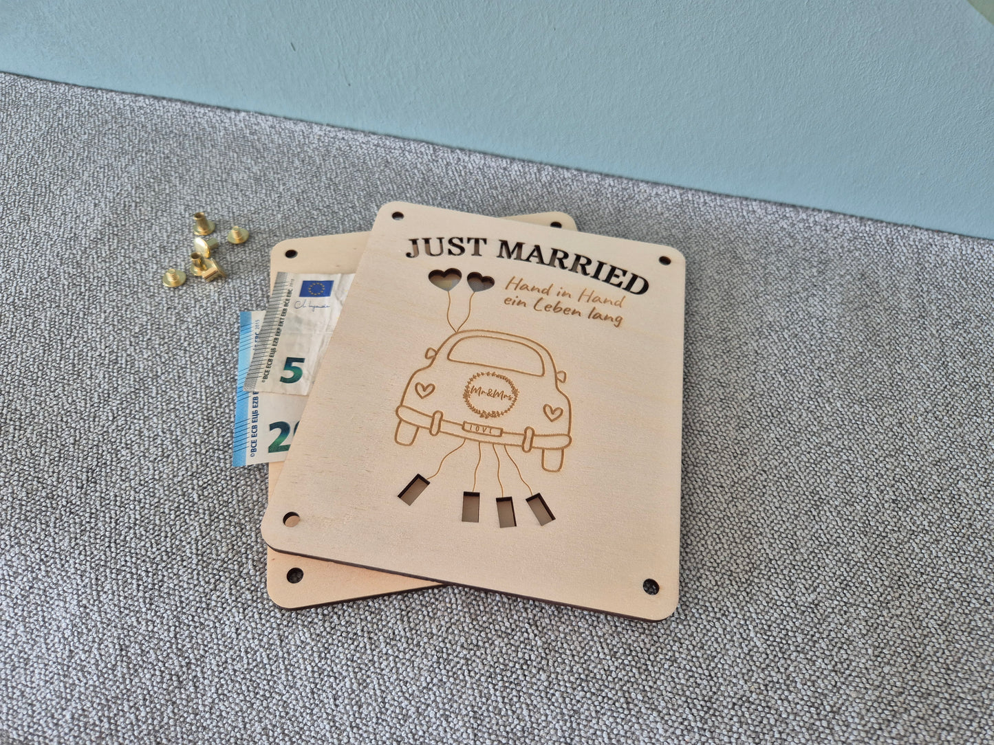 Geldgeschenk: Hochzeit - Platte - Just Married