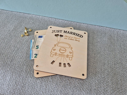 Geldgeschenk: Hochzeit - Platte - Just Married