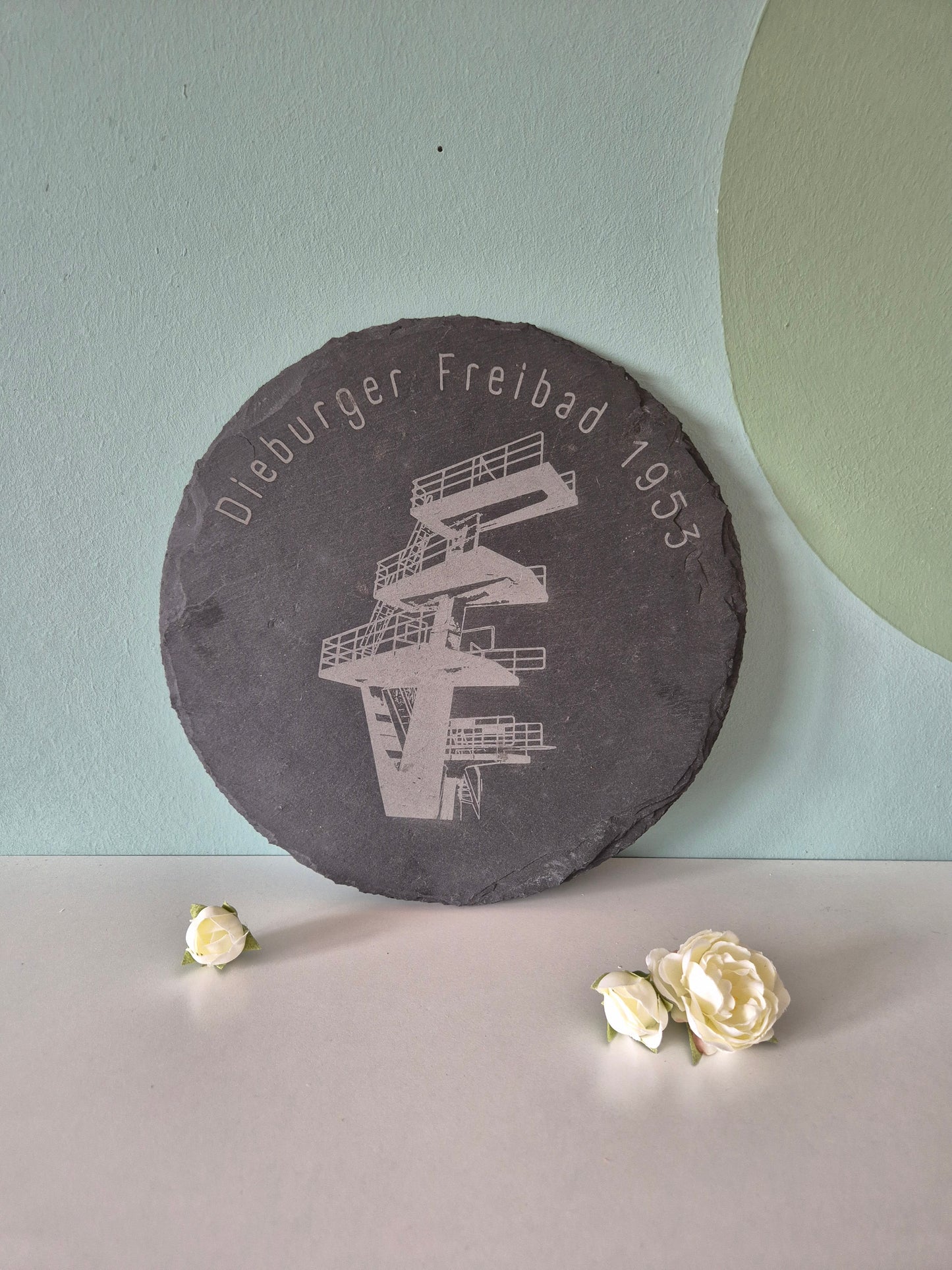 Schieferplatte rund 25cm Durchmesser - individuell