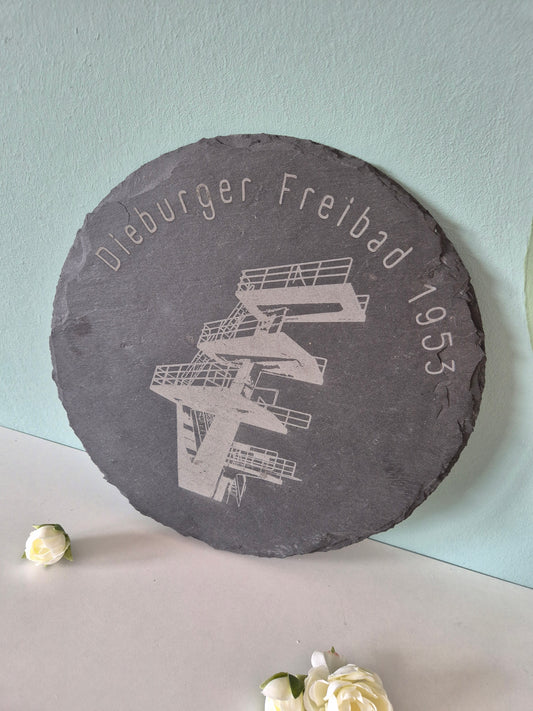 Schieferplatte rund 25cm Durchmesser - individuell